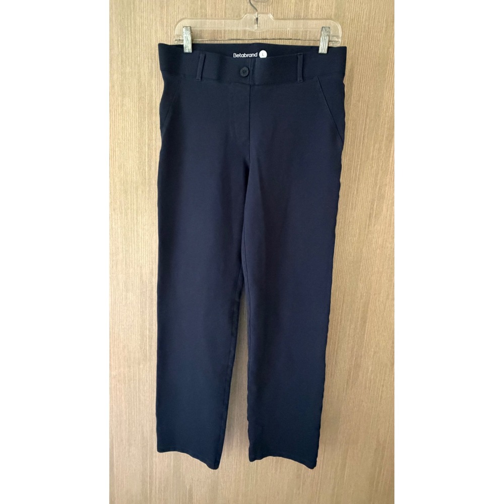 Betabrand Dress Pant Yoga Pants Womens L Navy Straight Leg Stretch Work